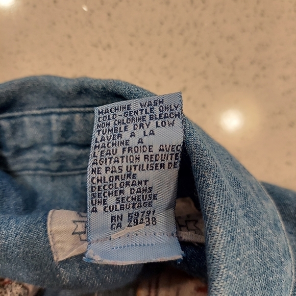 Vintage Cambridge Dry Goods Women's Large Denim Shirt Embroidered Teddy Bear EUC - Picture 7 of 11